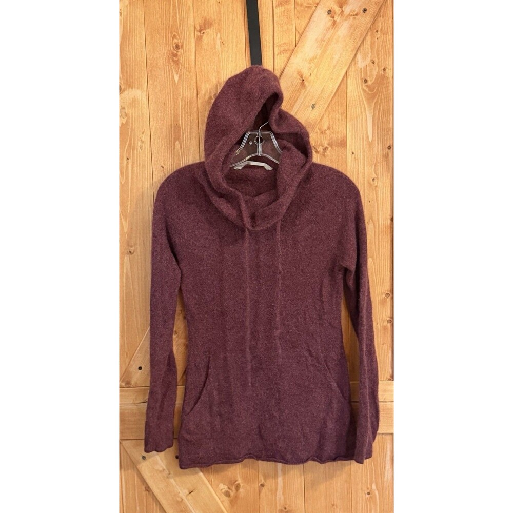 Athleta Cashmere Hatha Hoodie 2 Women’s 100% Cashmere Sweater Burgundy Size M